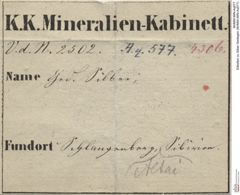 Etiketten zu Silber Gediegen (NHMW-MIN-Aq577)